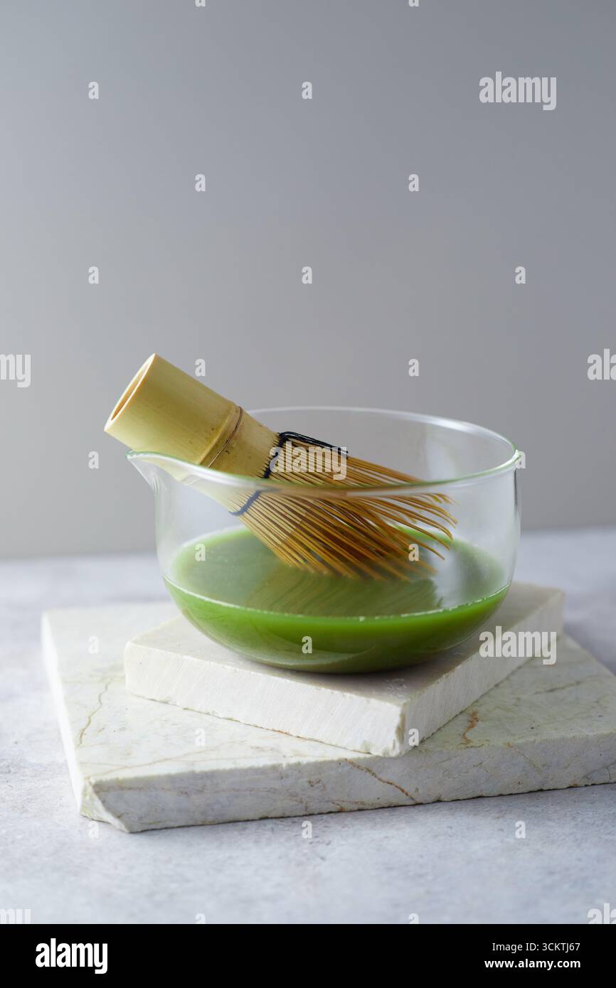 Nahaufnahme reiner Matcha-grüner Tee, Cafe-Menü Stockfoto
