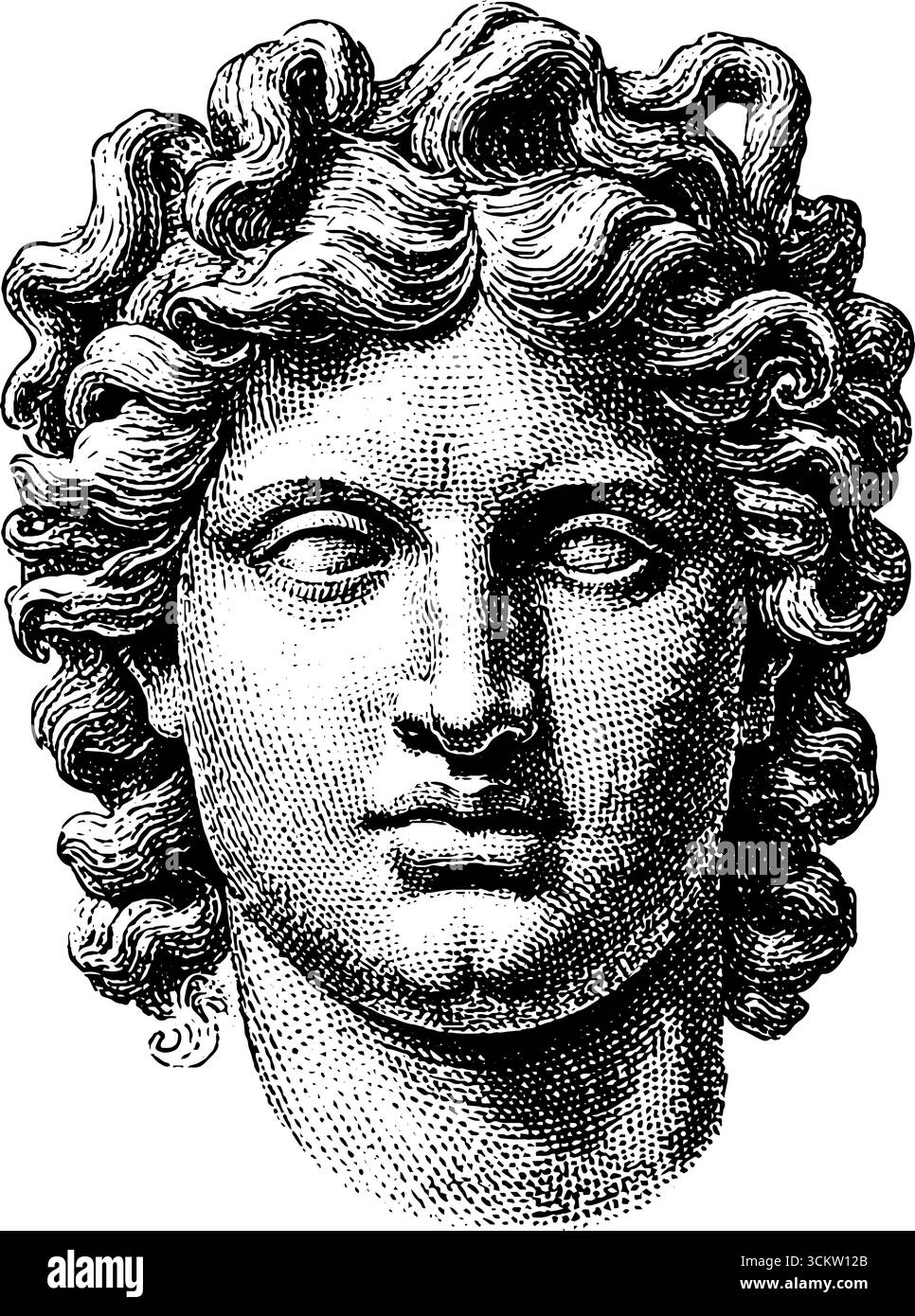 Vintage-Gravurstil mit Gorgonkopf mit Bleistiftskizze für mythologische Kunst und Design. Stock Vektor