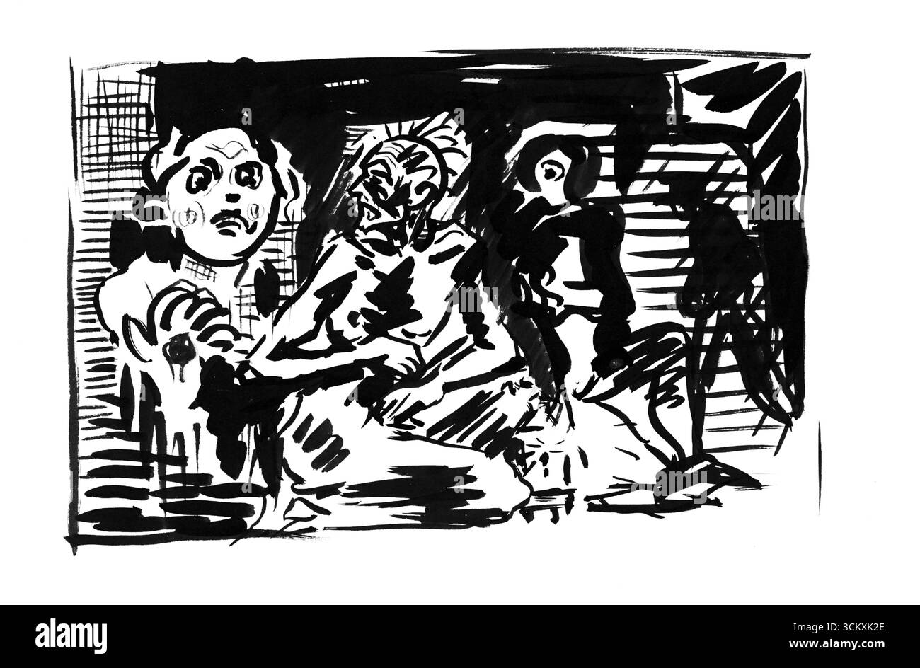 Angst von Arnold Peter Weisz Kubincan - expressionistische slowakische Modernistische Malerei, emotionale Kunst Stockfoto