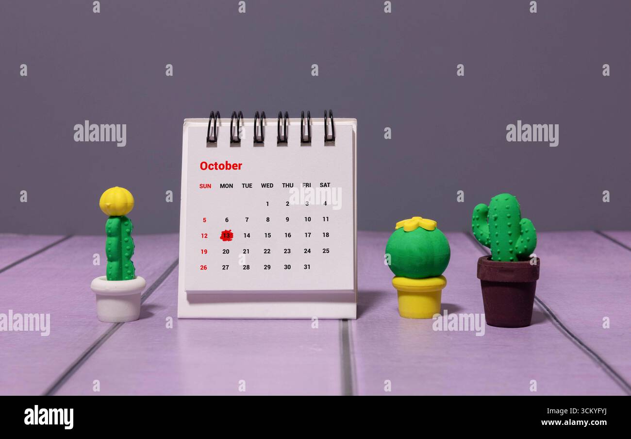 Speichern Sie das Datum in einem Kalender - 13. Oktober Stockfoto