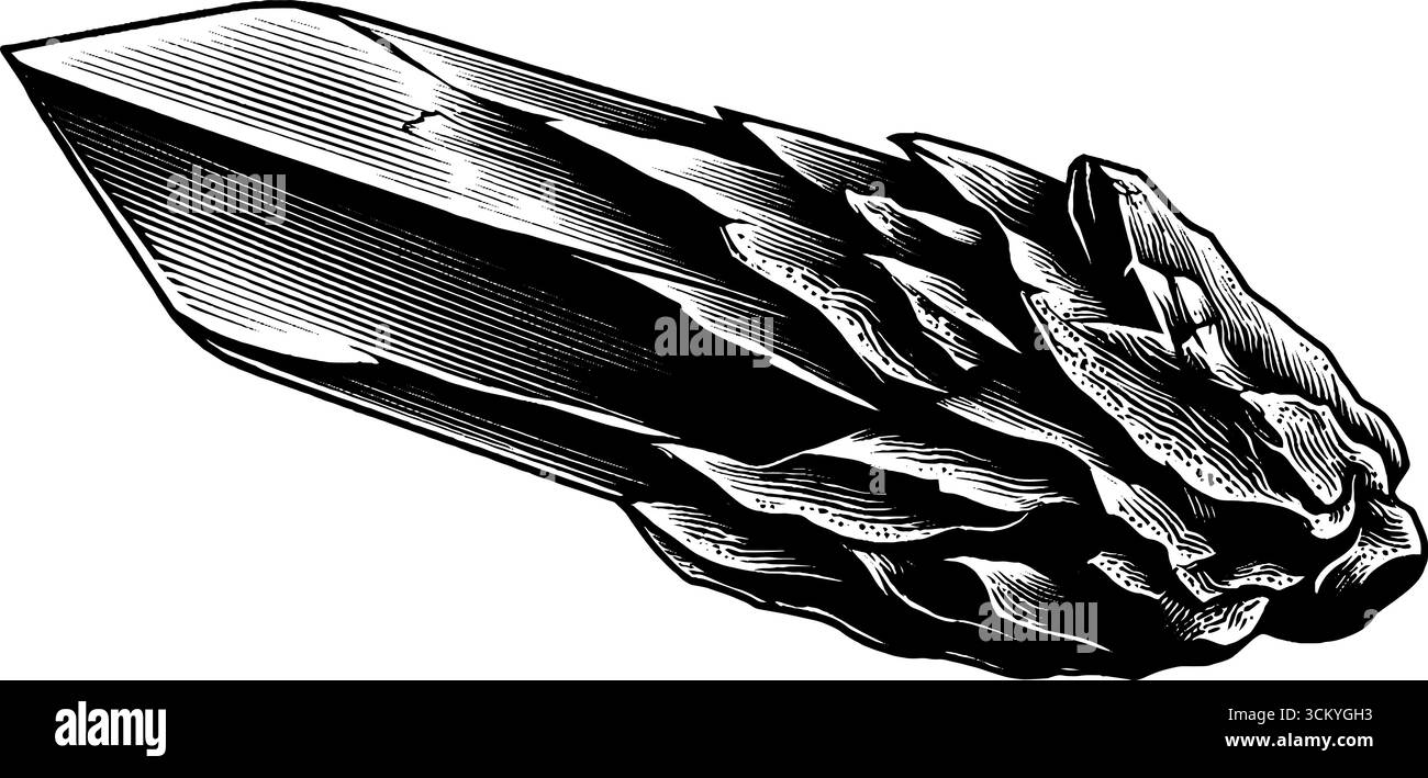 Antike gezackte Steinwerkzeugklinge mit Schlagmarken für archäologische Untersuchungen und historische Analysen. Stock Vektor