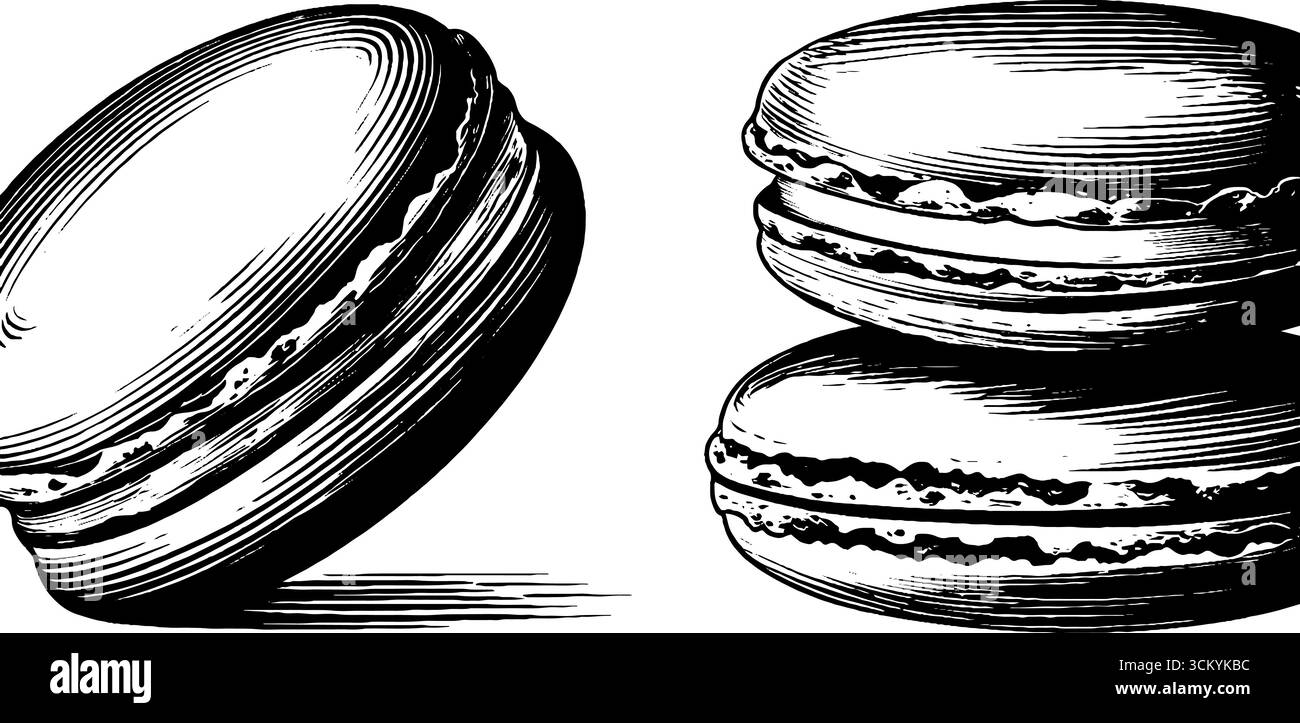 Künstlerische Darstellung von Makkaronstapeln und Krümeln für die kulinarische Gestaltung. Stock Vektor