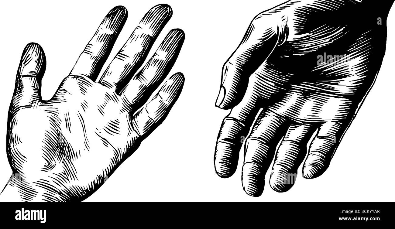 Detaillierte Darstellung von Hand und Handgelenk mit Falten und Adern, perfekt für Kunst und Design. Stock Vektor