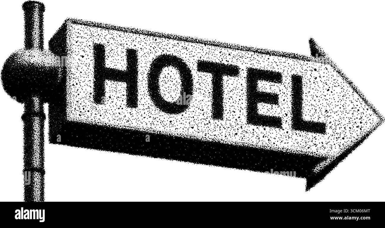 Vintage-Luxushotel-Schild mit Rasterpunkten für Retro-Dekor oder Druckprojekte. Stock Vektor