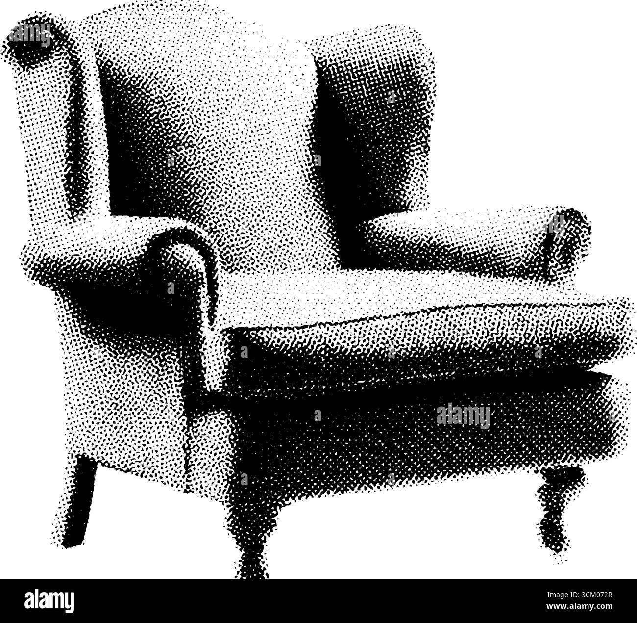 Mid-Century-Klubsessel im Vintage-Halbton-Stil für Retro-Design und Innendekoration. Stock Vektor