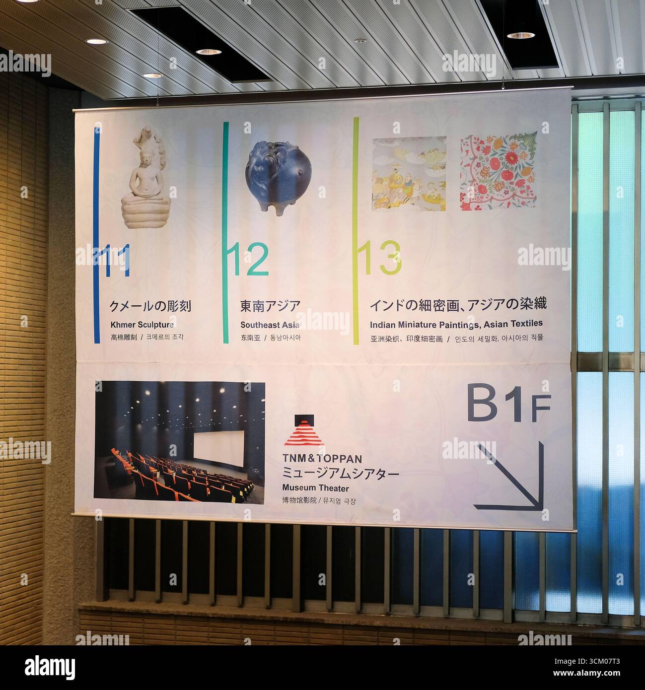 Schilder an der Toyokan Eastern Sea oder Asian Gallery; Tokio National Museum mit chinesischer, koreanischer, indischer und südostasiatischer Kunst; Japan. Stockfoto