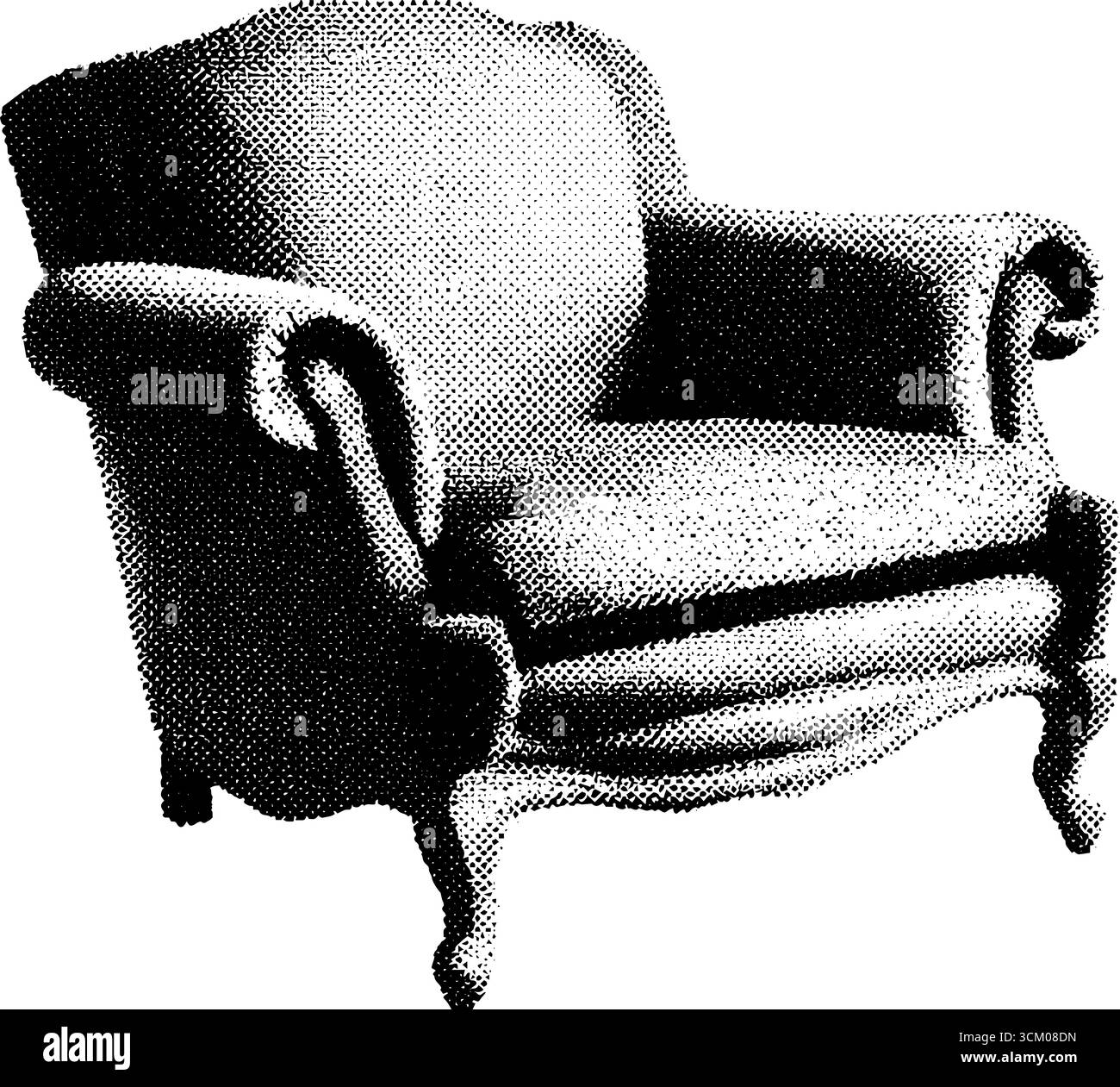 Vintage-Sessel im Retro-Stil im Halbton-Dots-Stil für Retro-Design-Projekte. Stock Vektor