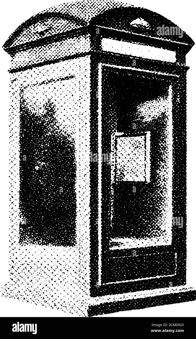 Vintage-Telefonzelle im Halbton-Stil für Retro-Design-Projekte. Stock Vektor