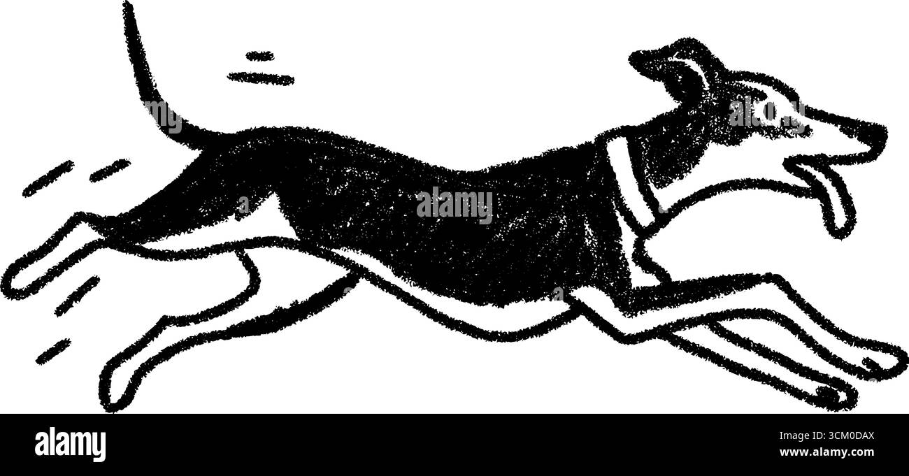 Energiegeladener Hund, der mit ausgezogener Zunge läuft – lustige und lebendige Illustration. Stock Vektor