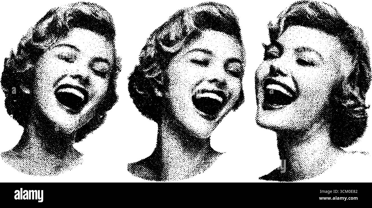 Punkgeist: Lacht über Autorität im Vintage-Halbton-Stil für kreatives Design. Stock Vektor