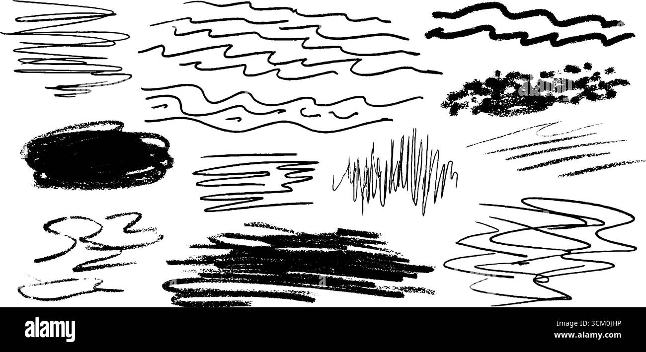 Abstrakte skizzierte Linien und Schatten mit Kritzeleien und Unschärfen für kreatives Design. Stock Vektor