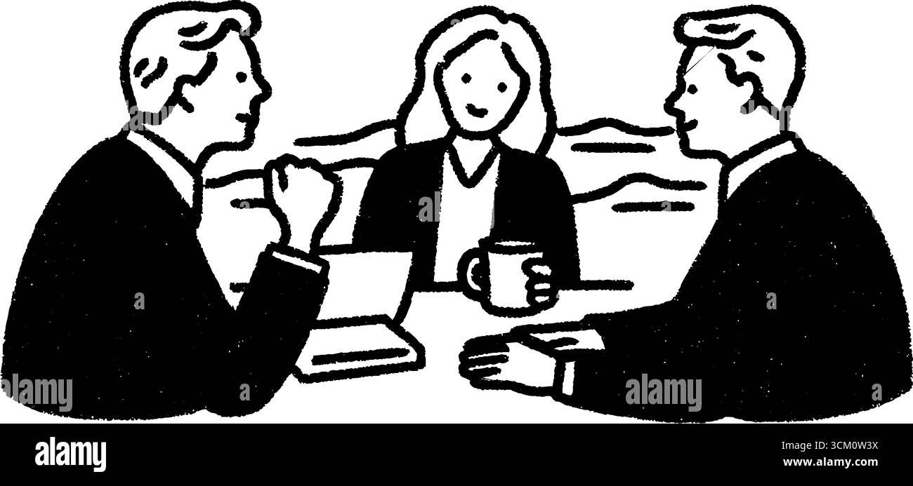 Business Meeting-Konzept mit Kunden, die Immobilienpapiere prüfen - Entwurf für Verträge oder Marketing. Stock Vektor