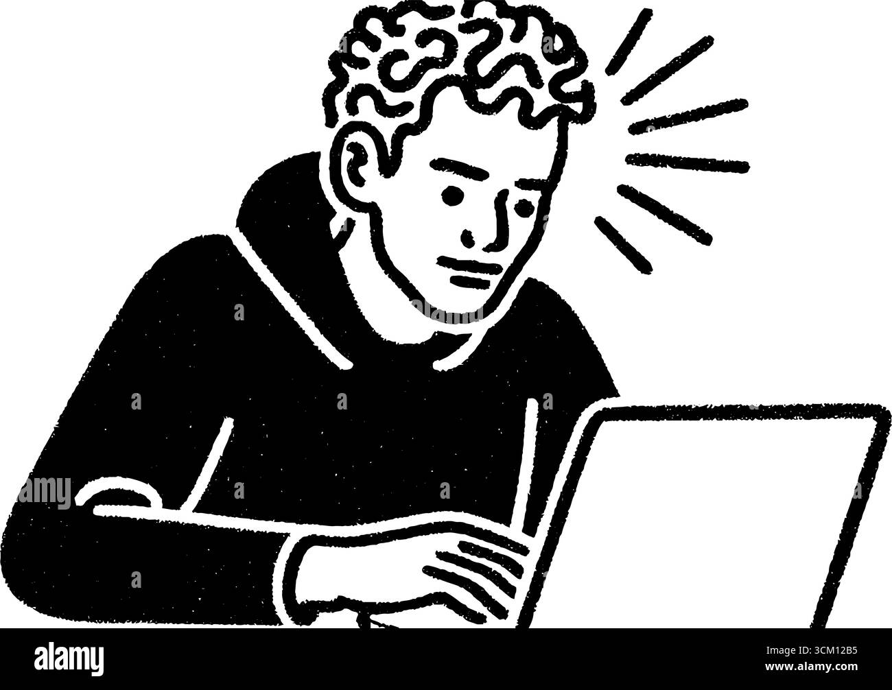 Kodierer tief durchdacht mit Notebook in ruhiger Umgebung für kreative Designprojekte. Stock Vektor