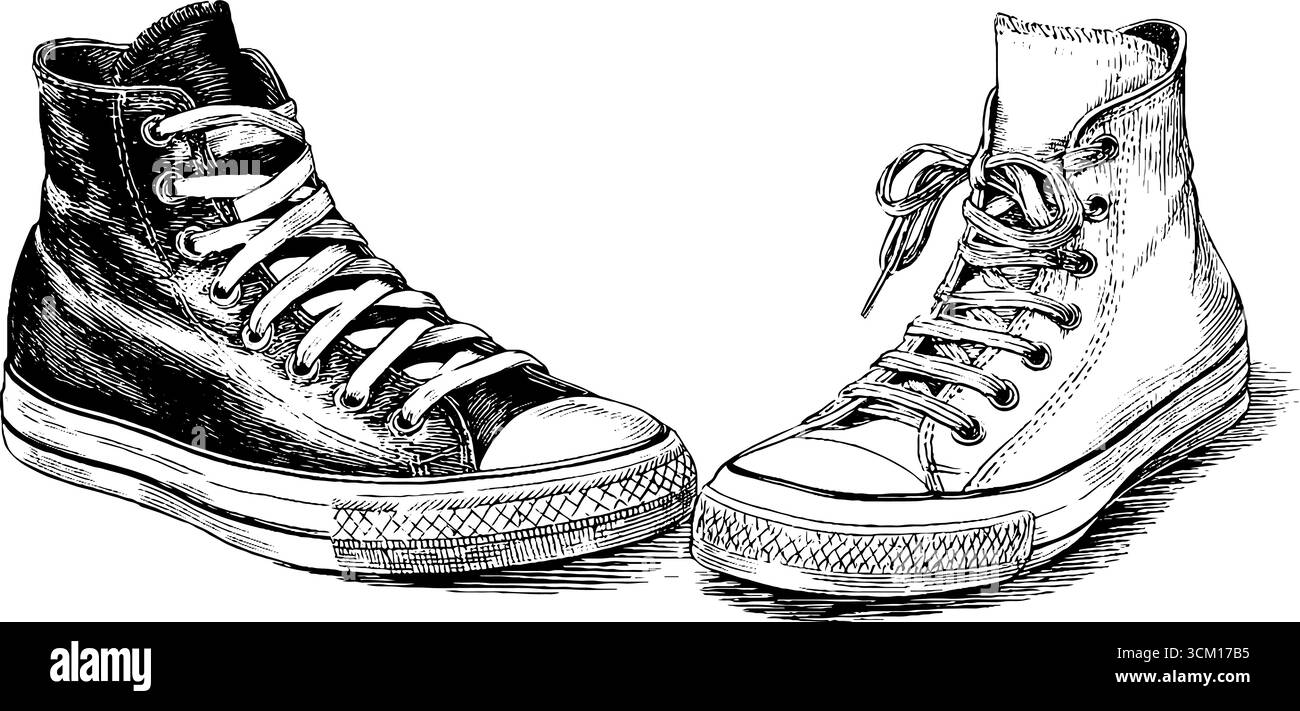 Vintage-Sneakers mit Plateau und Glitzerstern für Retro-Modeschöpfer. Stock Vektor