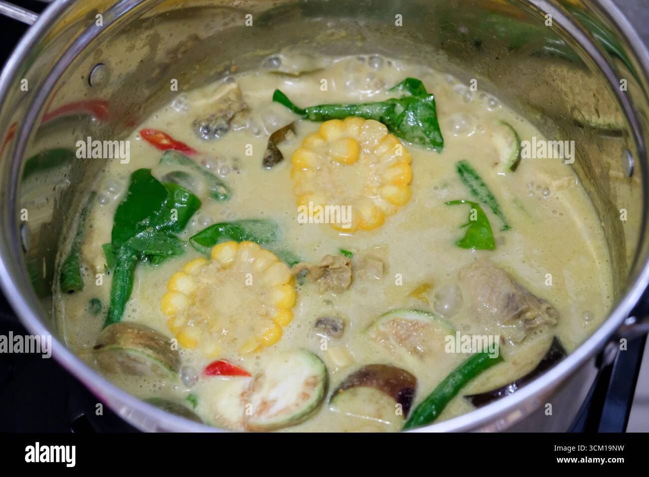 Kochen indonesisches Essen, genannt Hühnchen Lodeh Stockfoto