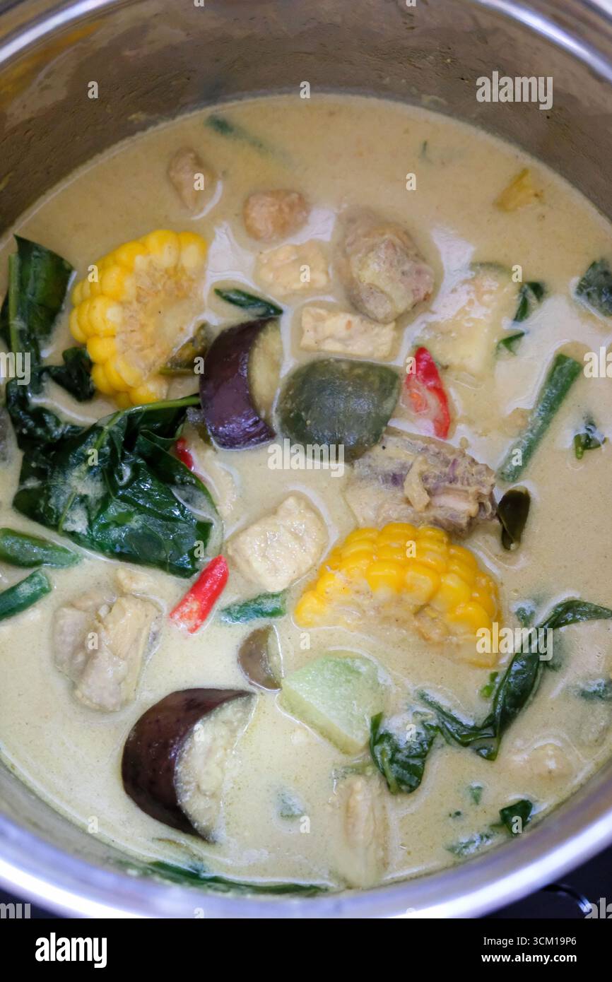 Kochen indonesisches Essen, genannt Hühnchen Lodeh Stockfoto