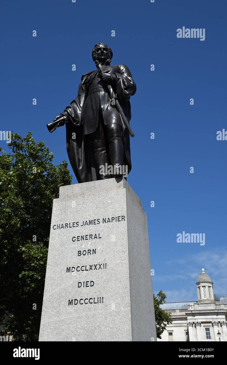 Statue von General Charles James Napier, Trafalgar Square, Central London, Vereinigtes Königreich Stockfoto