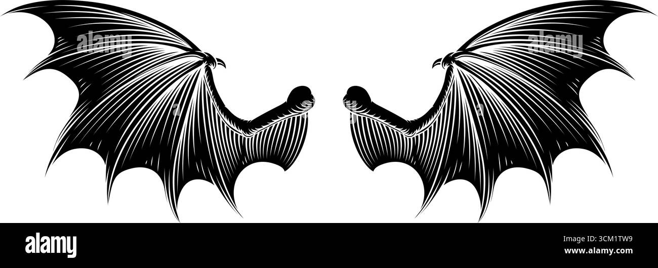 Fledermaus Drache Teufel Dämon Vampirflügel Illustration Stock Vektor