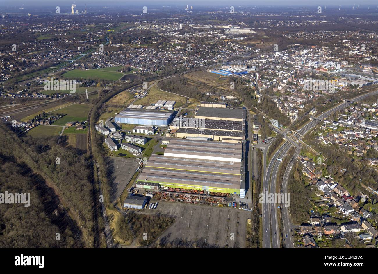 Luftaufnahme, Werksgelände MAN Energy Solutions SE, Sterkrade Mitte, Oberhausen, Ruhrgebiet, Nordrhein-Westfalen, Deutschland, DE, Europa, Luftkampf Stockfoto