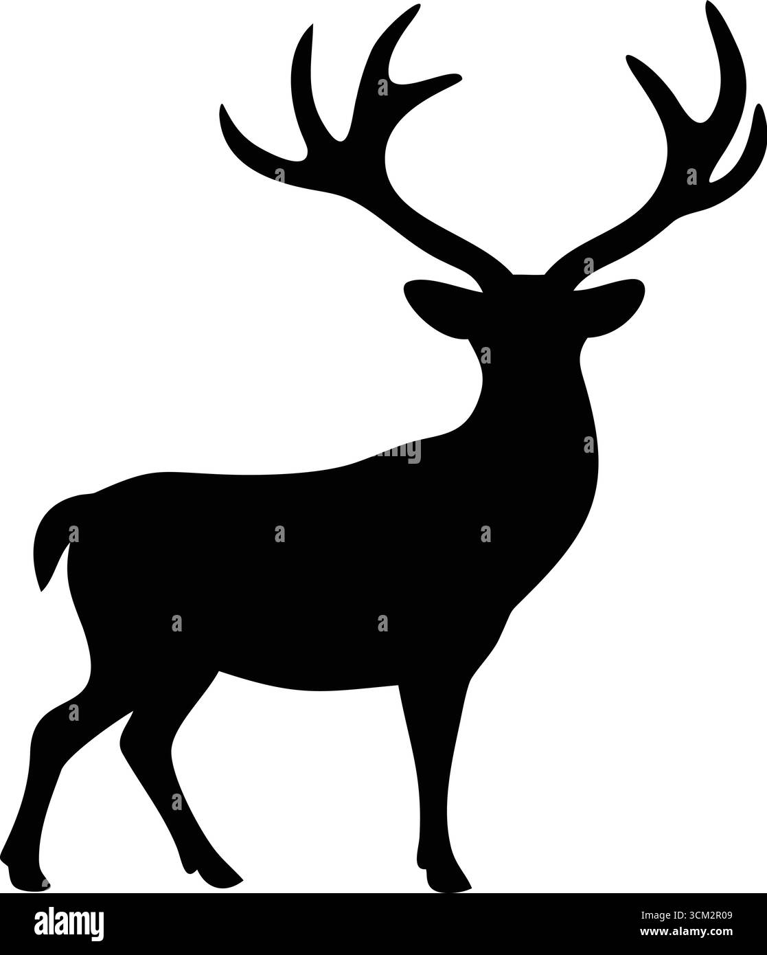 Hirsch Silhouette Vektor Schwarzer Isolierter Weißer Hintergrund Ausschnitt Illustration Stock Vektor