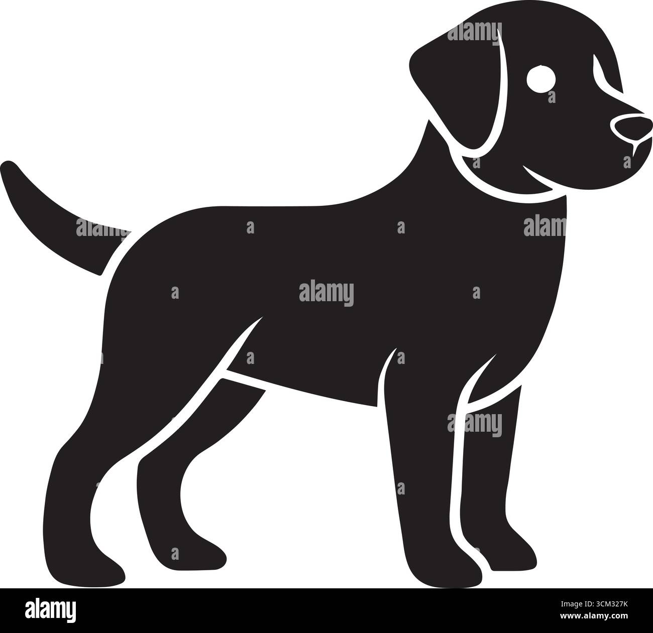 Elegante schwarze Hund Silhouette Vektor-Kunst auf weißem Hintergrund Stock Vektor