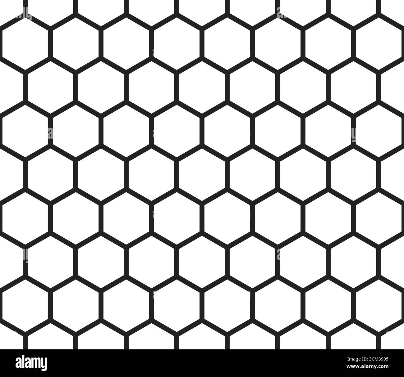 Hexagonales Vektormuster. Einfaches sechseckiges Gitter mit fetten Zellen. Sechseckige Zellen. Nahtlose Vektorillustration. Stock Vektor