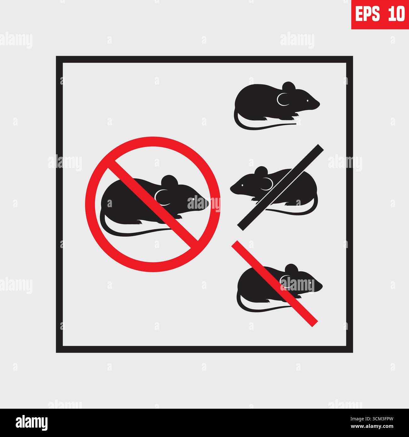 Kein Rats-Vektor-Symbol und Volumenkörperversion. Der Illustrationsstil ist gepunktet mit dem Symbol No Rats auf weißem Hintergrund. Stock Vektor