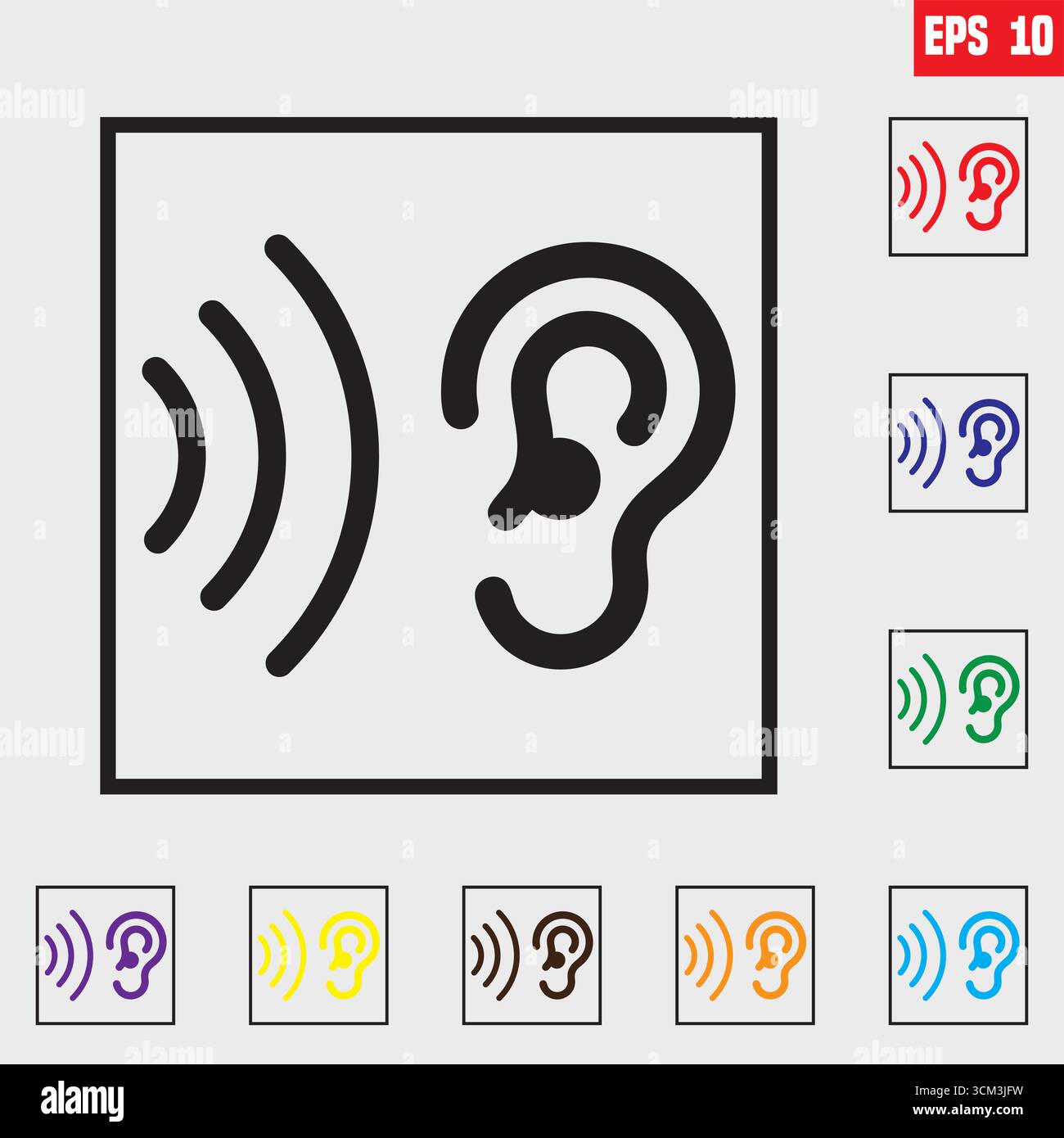 Schwarzes Listensymbol. Der Vektor-Illustrationsstil ist ein flaches Symbol für das Hören mit Schwarz, Grün, Blau, Grün, Gelb, Farbvarianten. Für das Internet entwickelt Stock Vektor