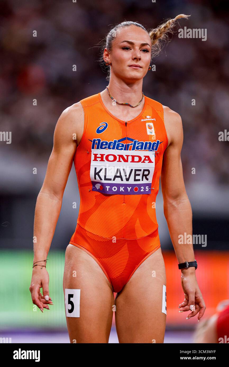Tokio, Japan. September 2025. Lieke Klaver aus den Niederlanden sieht vor, bevor er am 14. September 2025 in Tokio, Japan, bei den Leichtathletik-Weltmeisterschaften 2025 des 2. Tages im Japan National Stadium an den 400-Meter-Turnieren teilnahm. (Credit: Marcel ter Bals/MTB-Photo/Alamy Live News) Credit: MTB Photo/Alamy Live News Stockfoto