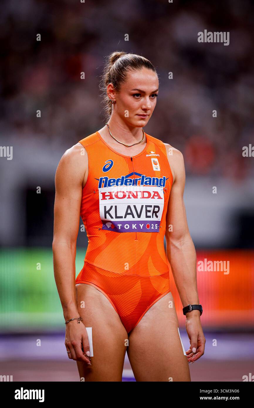 Tokio, Japan. September 2025. Lieke Klaver aus den Niederlanden sieht vor, bevor er am 14. September 2025 in Tokio, Japan, bei den Leichtathletik-Weltmeisterschaften 2025 des 2. Tages im Japan National Stadium an den 400-Meter-Turnieren teilnahm. (Credit: Marcel ter Bals/MTB-Photo/Alamy Live News) Credit: MTB Photo/Alamy Live News Stockfoto