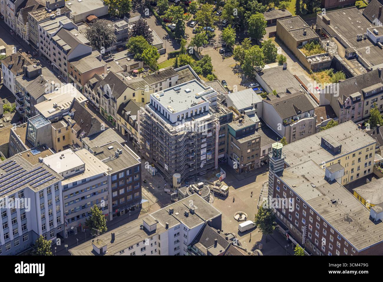 Luftaufnahme, Baustelle und Neubau Bahnhofstraße Ecke Steinbrinkstraße, Sterkrade Mitte, Oberhausen, Ruhrgebiet, Nordrhein-Westfalen Stockfoto
