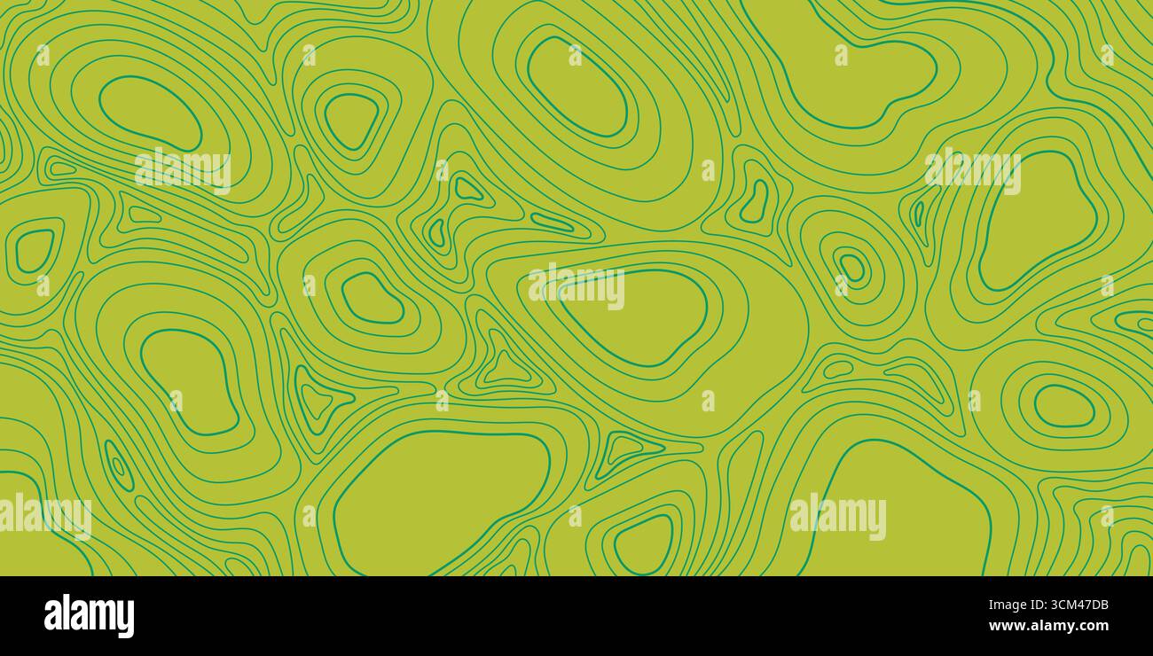 Banner Für Topografische Landschaft. Grüne Konturkarte mit Geographischen Linien, Gebirgsreliefs und Kartographien-Gittertextur Stock Vektor