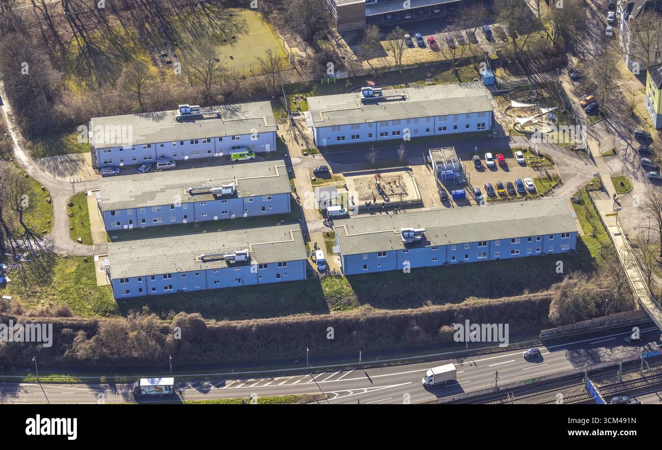 Luftaufnahme, ehemaliges Flüchtlingsdorf Papestraße im Landkreis Holsterhausen in Essen, Ruhrgebiet, Nordrhein-Westfalen, Deutschland, DE, Essen, Europa Stockfoto