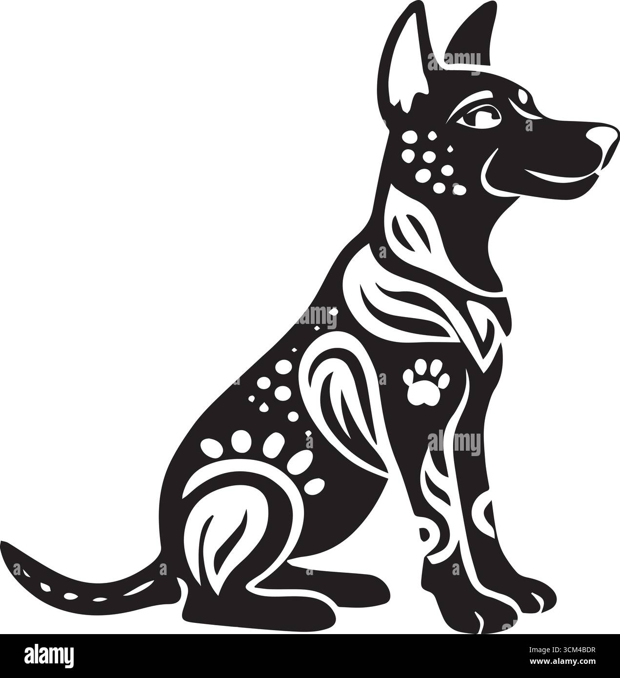 Elegante schwarze Hund Silhouette Vektor-Kunst auf weißem Hintergrund Stock Vektor