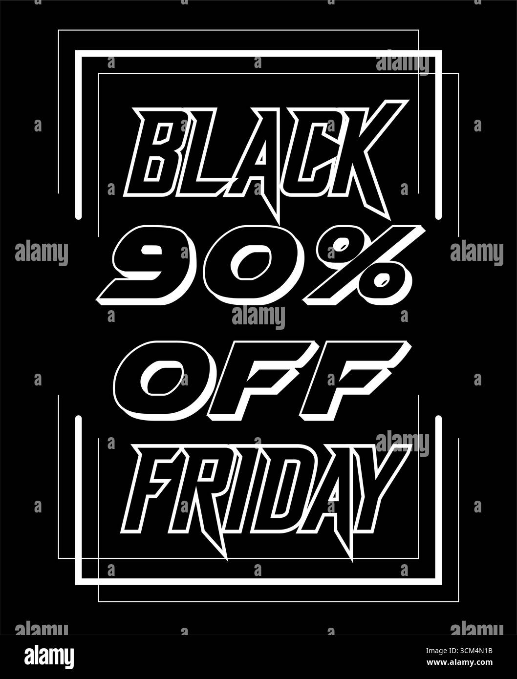 Black friday Sale Event mit weißem, fett gedrucktem Text auf schwarzem Hintergrund Stock Vektor