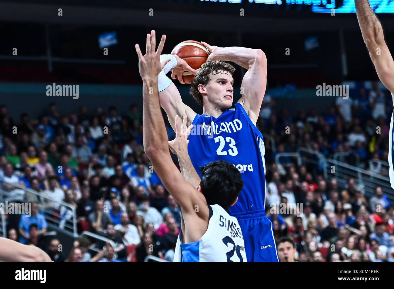 Riga, Lettland. September 2025. 23 Lauri Markkanen aus Finnland im Einsatz beim FIBA EuroBasket 2025, dem 3. Platz Spiel zwischen Griechenland und Finnland in der Xiaomi Arena am 14. September 2025 in Riga, Lettland. Quelle: Unabhängige Fotoagentur/Alamy Live News Stockfoto