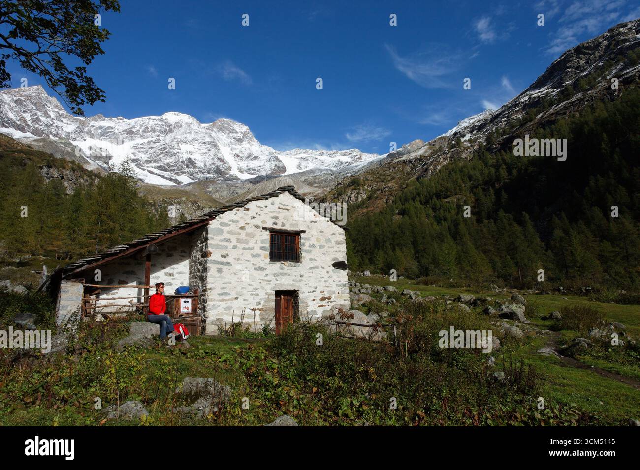 Wandern, Monte Rosa-Massiv, Alagna Valsesia, Piemont, Italien Stockfoto