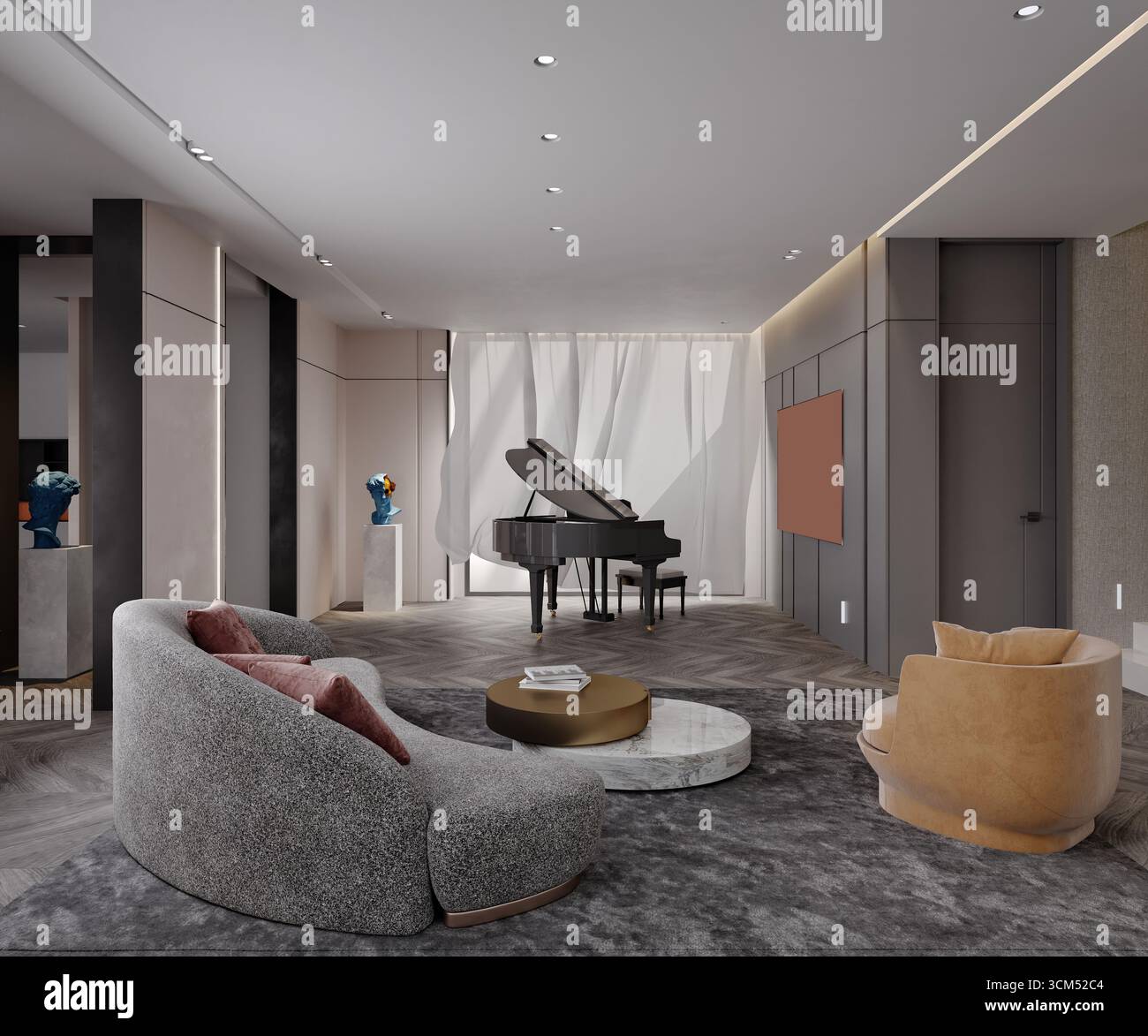 Moderne Einrichtung des 3D-Rendering-Apartments Stockfoto