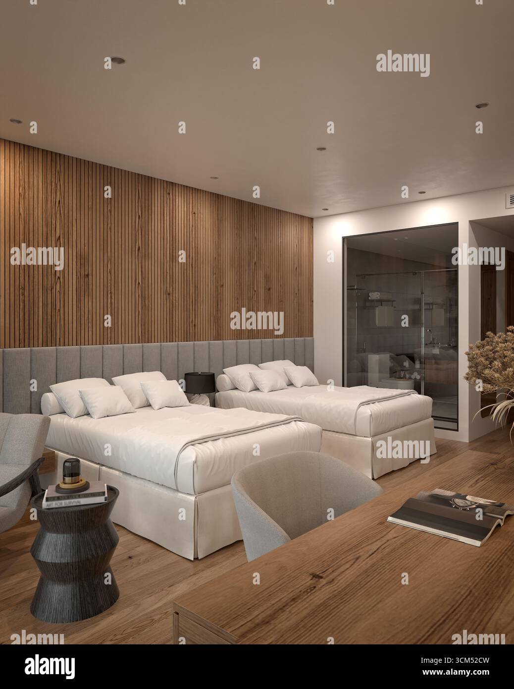 3D-Render Luxus Hotel Zimmer Stockfoto