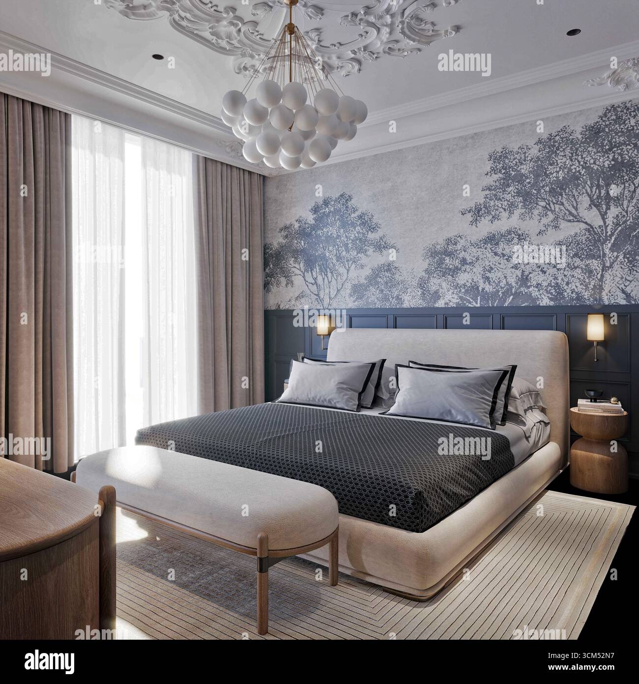 3D-Render Luxus Hotel Zimmer Stockfoto