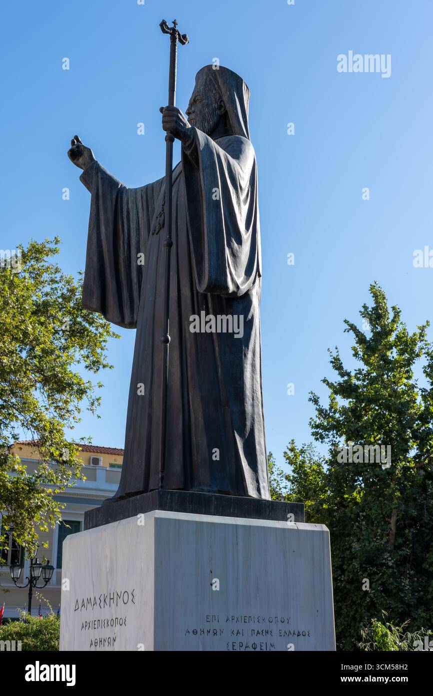 Statue von Erzbischof Damaskinos Papandreou, Athen, Griechenland Stockfoto