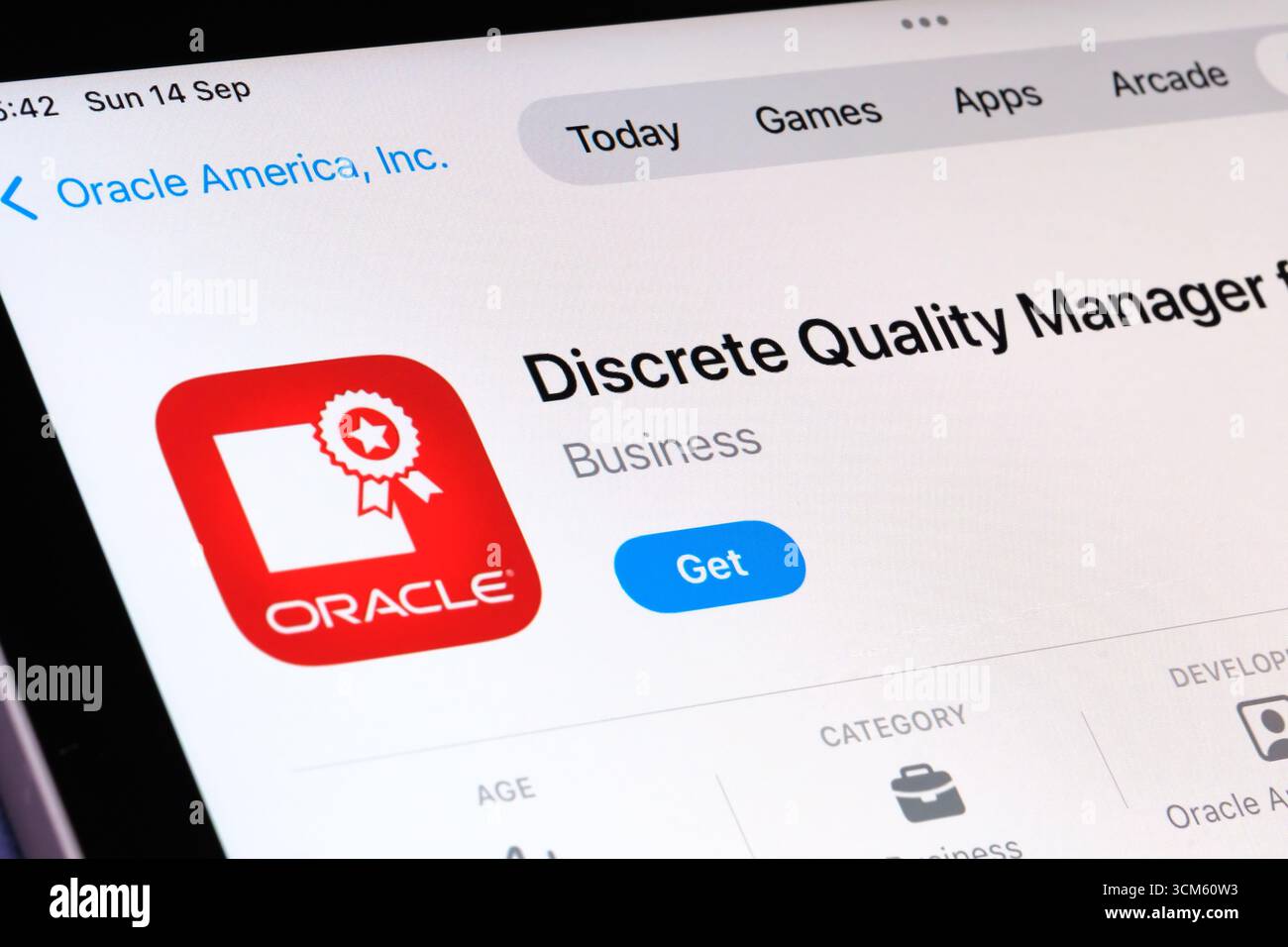 Diskrete Quality Management-App Stockfoto