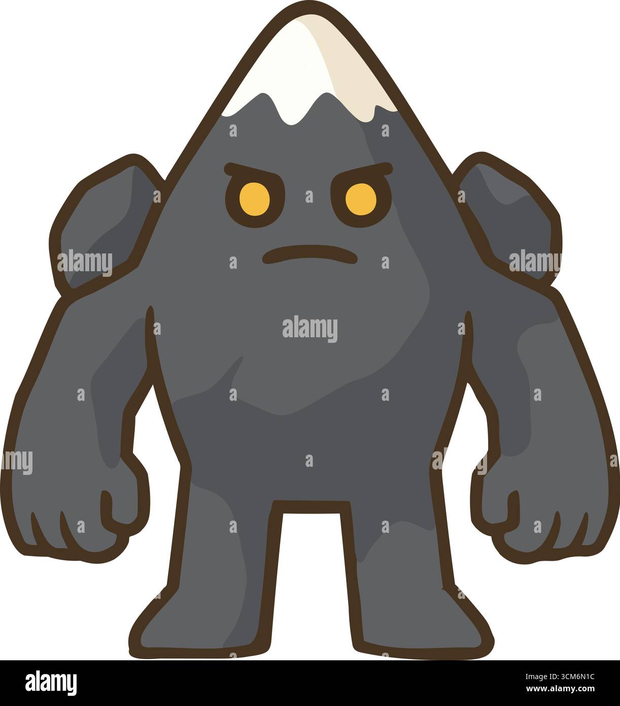 Ein massives Steinwesen in Form eines Berggipfels mit schneebedeckter Spitze und sternförmigem Ausdruck Stock Vektor