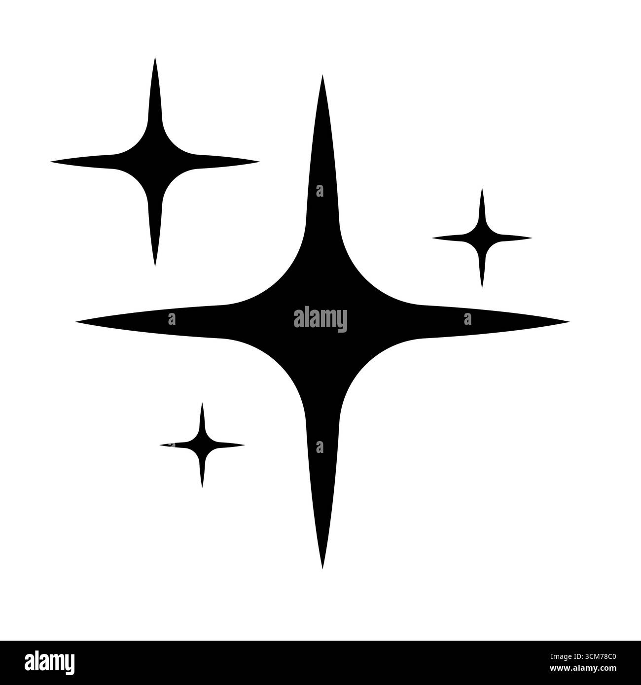 Funkelnde Symbole, klare Sterne, minimalistisches schwarzes Grafikdesign Stock Vektor