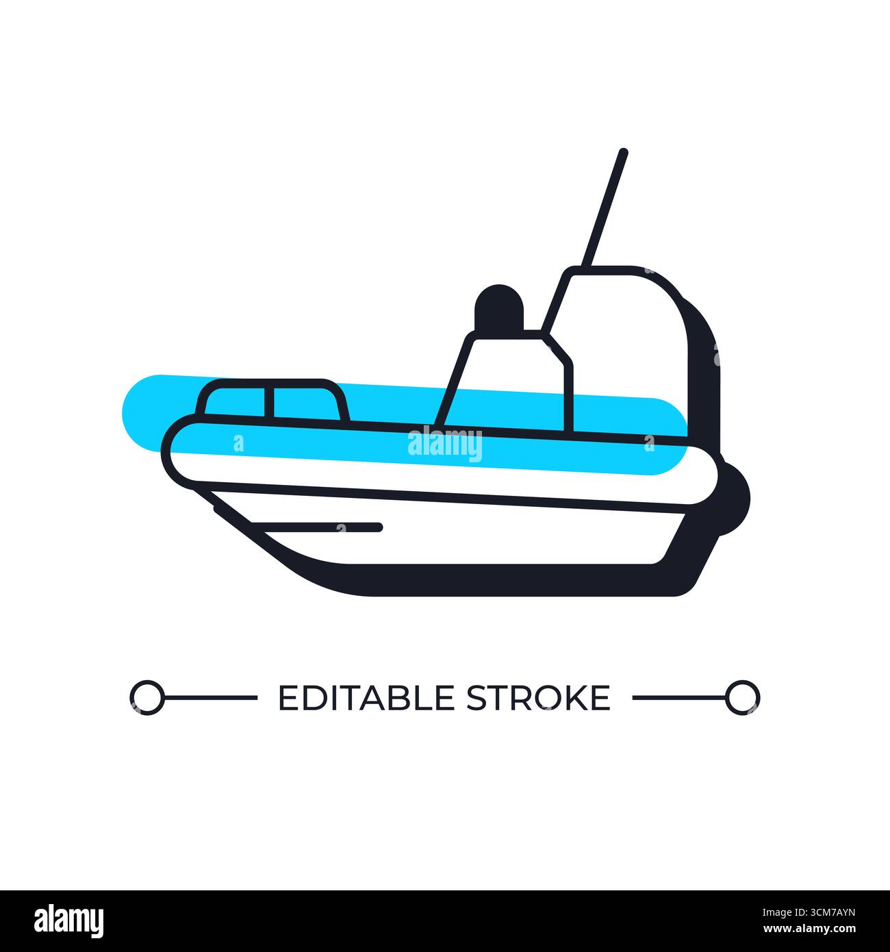 Symbol für versetzte Schattenlinie für Motorboot Stock Vektor