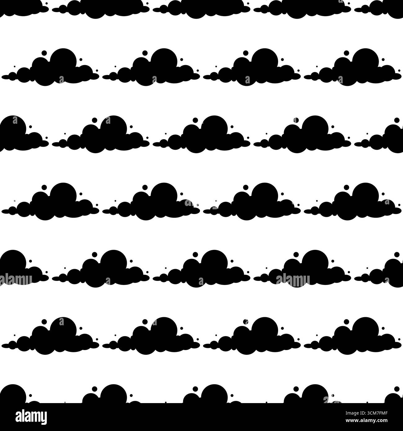 Nahtloses Wolkenmuster mit Balck- und Weißfarbe Stock Vektor