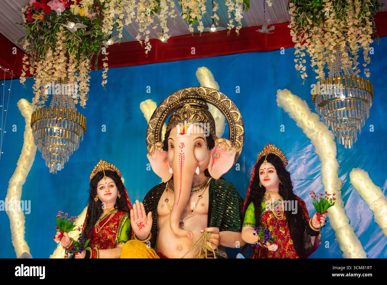 Wunderschöne Skulptur von Lord Ganesh. Happy Ganesh Chaturthi Stockfoto