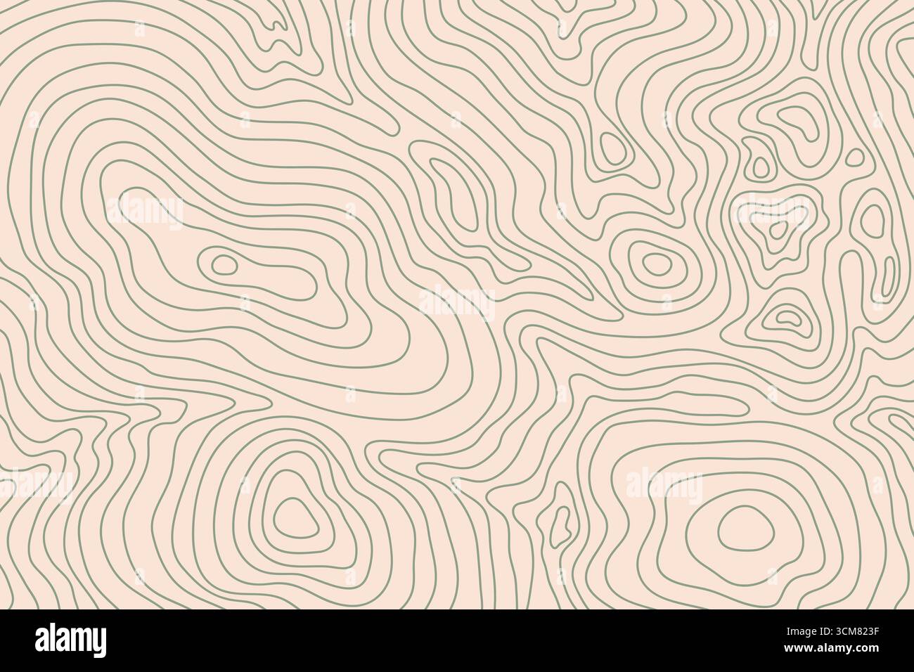 Abstrakter topografischer Kartenhintergrund. Grüne topografische Geländelinien auf beigefarbenem Hintergrund. Topografische Kartenkonturlinien Hintergrund. Stock Vektor