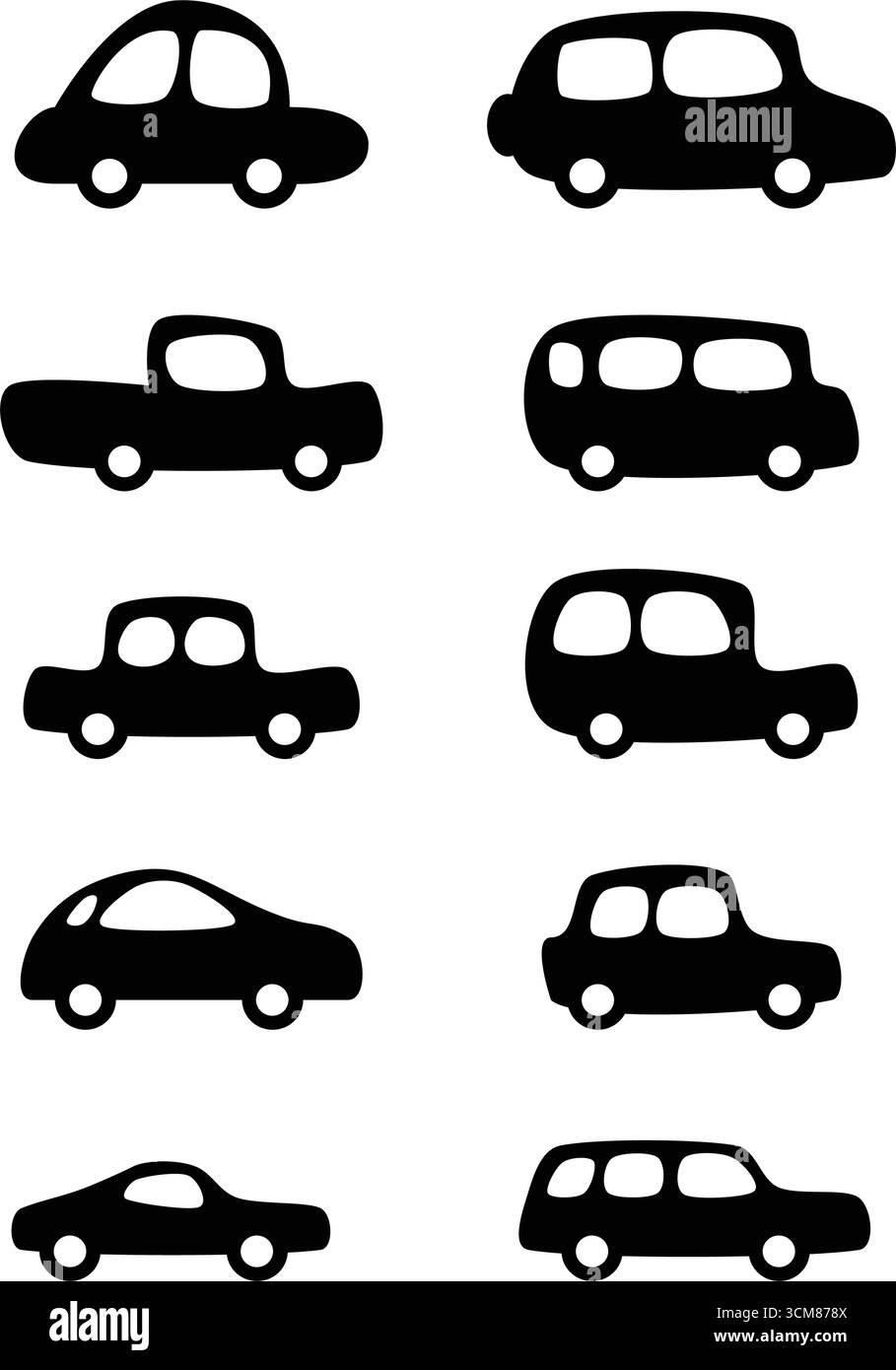 Auto-Symbol-Vektor-Illustration Set, Zeichentrickfahrzeug-Satz des Automobiltransports in einer flachen Farbe Stock Vektor