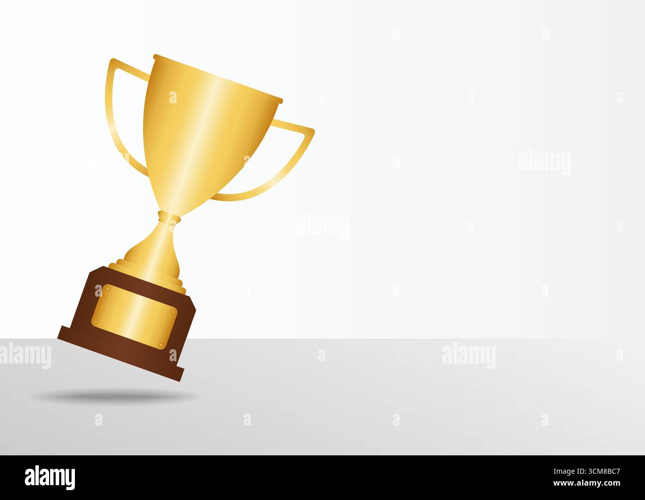Goldener Trophäenbecher auf weißem Hintergrund. Champion und Siegerkonzept. Vektorabbildung. Stock Vektor
